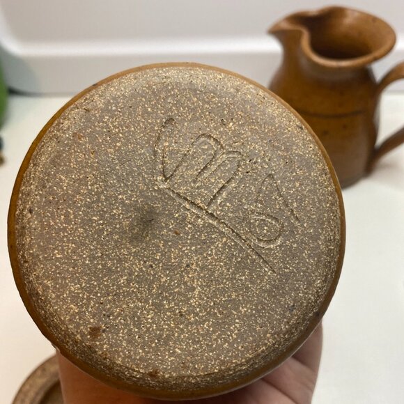 Saltbox Pottery Studio Pottery Art 2 Pcs Sugar And Creamer, Signed Collectible - Picture 6 of 11